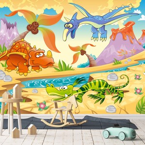 3D Fun Cartoon Dinosaurussen R1194 Verwijderbaar Behang Zelfklevend Behang Extra Grote Peel &Stick Wallpaper Wallpaper Mural AJ WALLPAPERS