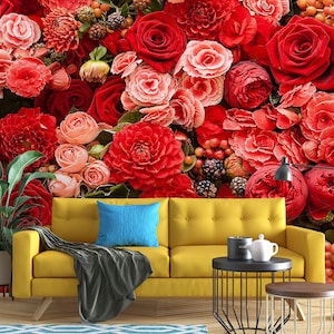 3D Romantische rote Rosen R4917 abnehmbare Tapete selbstklebend Tapete extra groß Peel & Stick Tapete Tapete Wandbild AJ WALLPAPERS