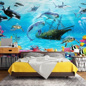 3D Animal Killer Whale L2647 Papel pintado removible Papel pintado autoadhesivo Papel pintado extra grande Peel & Stick Papel pintado Mural AJ WALLPAPERS