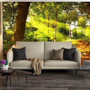 3D Healing Green Forest R4509 abnehmbare Tapete selbstklebend Tapete extra groß Peel & Stick Tapete Tapete Wandbild AJ WALLPAPERS