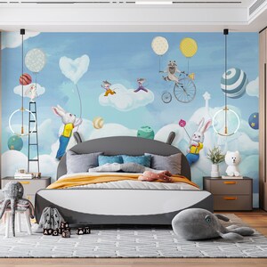 3D Sky Animals L1474 Papel pintado removible Papel pintado autoadhesivo Extra grande Peel & Stick Wallpaper Mural AJ WALLPAPERS