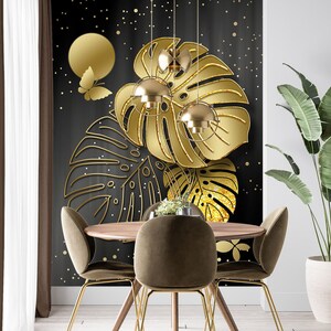 3D Goldene Blätter L1551 Abnehmbare Tapete selbstklebende Tapete Extra große Peel & Stick Wallpaper Tapete Wandbild AJ HINTERGRUNDBILDER