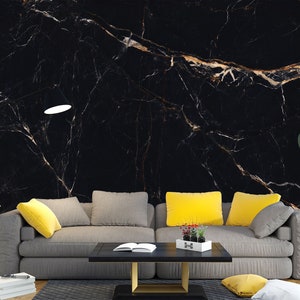 Arte 3D Mármol negro L1755 Papel pintado removible Papel pintado autoadhesivo Papel pintado extra grande Peel & Stick Papel pintado Mural AJ WALLPAPERS