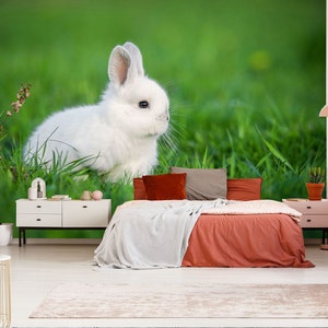 Lapin blanc animal 3D L1194 Papier peint amovible Papier peint auto-adhésif Extra Large Peel & Stick Wallpaper Wallpaper Mural AJ WALLPAPERS