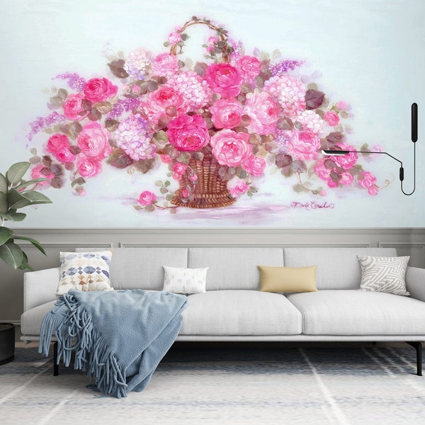 3D Pink Peony Hydrangea Flowers A4186 Removable Wallpaper Self Adhesive Wallpaper Large Peel & Stick Wallpaper Wallpaper Mural Debi Coules