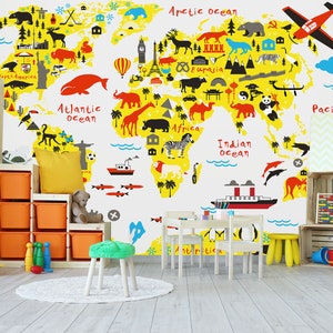 3D Fun Animal Pattern L949 Removable Wallpaper Self Adhesive Wallpaper Extra Large Peel & Stick Wallpaper Wallpaper Mural AJ WALLPAPERS