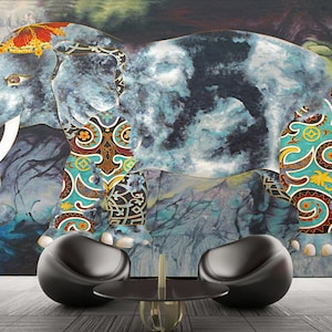 3D Elephant D408 Fonds d'écran amovible Auto-adhésif Fonds d'écran Extra Large Peel - Stick Wallpaper Wallpaper Mural AJ WALLPAPER Wallpaper AJ WALLPAPER Wallpaper AJ WALLPAPER