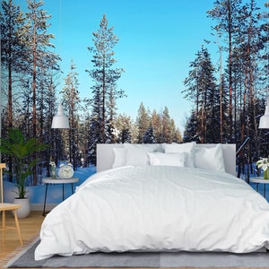 3D Bosque Nieve Blanca L2119 Papel pintado removible Papel pintado autoadhesivo Papel pintado extra grande Peel & Stick Papel pintado Mural AJ WALLPAPERS
