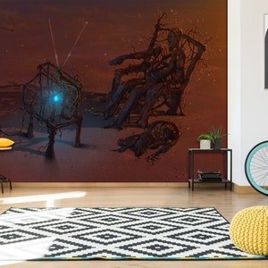 3D Skeleton World Dark TV A067 Tapeta samoprzylepna Duża tapeta Peel & Stick Tapeta Mural Vincent