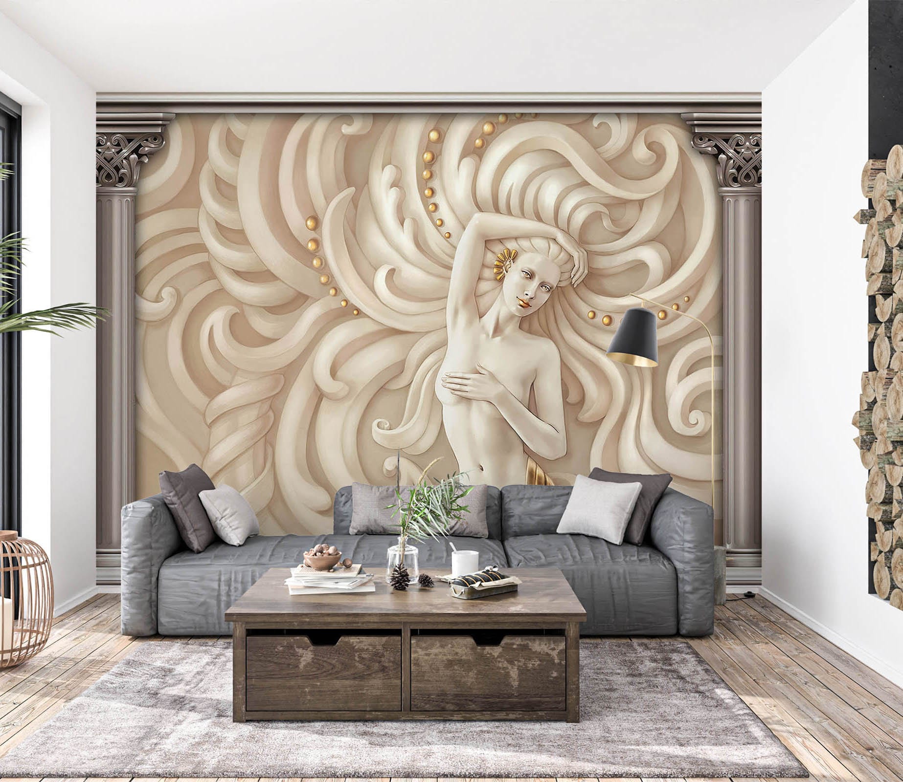 新品30枚 3D壁紙 70*70cmRp 3D Carved Goddess L2578 Removable Wallpaper Self Adhesive