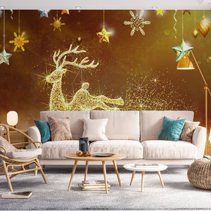 3D Tier springender Hirsch L1483 Abnehmbare Tapete selbstklebende Tapete Extra große Peel & Stick Wallpaper Wallpaper Wandbild AJ HINTERGRUNDBILDER