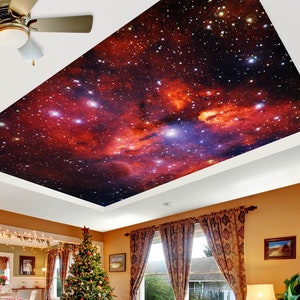 3D Art Red Galaxy CA3215 Deckentapete abnehmbare selbstklebende Tapete große Peel & Stick Tapete Tapete Wandbild AJ WALLPAPERS