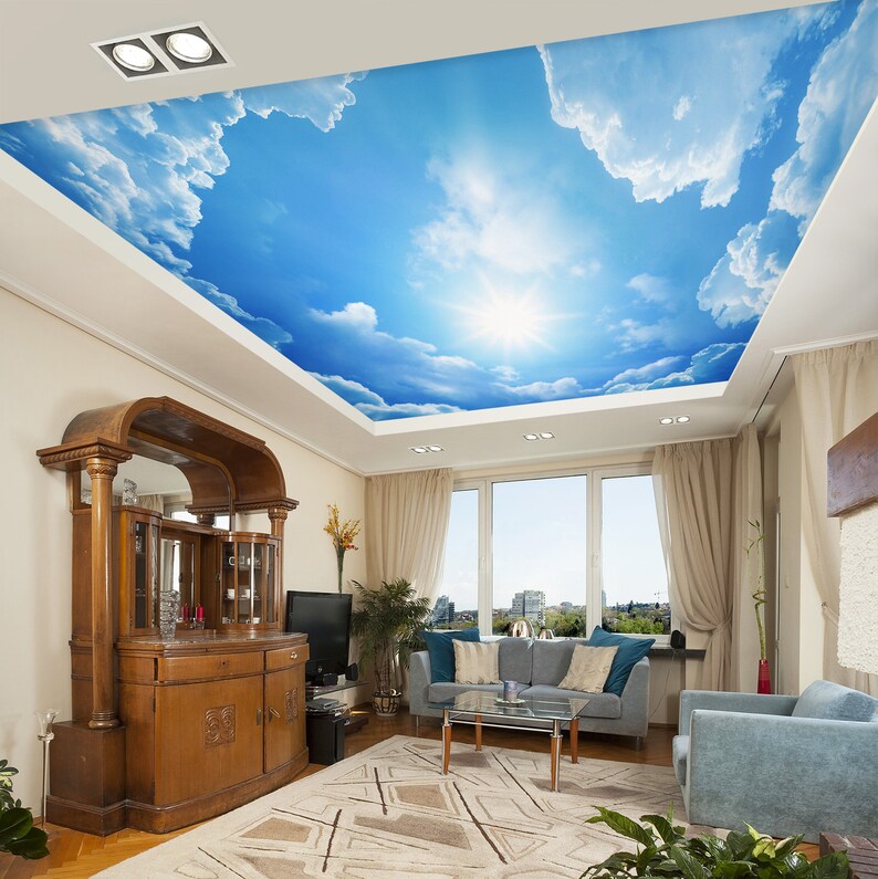3D Blue Sky Dream CA3473 Ceiling Wallpaper Removable Self Adhesive