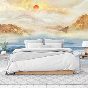 3D Mountain Painting R1323 Verwijderbaar Behang Zelfklevend Behang Extra Grote Peel &Stick Wallpaper Wallpaper Mural AJ WALLPAPERS