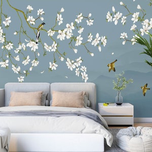3D Elegantes Flores Blancas L2966 Papel Pintado Removible Papel Pintado Autoadhesivo Papel Pintado Extra Grande Peel & Stick Papel Pintado Mural AJ WALLPAPERS