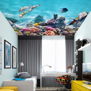 3D Weird Fish CA2894 plafond behang verwijderbare zelfklevende behang grote peel & stick behang muurschildering AJ WALLPAPERS