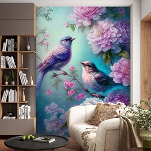 3D Peônia Roxa L2192 Papel de Parede Removível Papel de Parede Autoadesivo Extra Grande Peel & Stick Papel de Parede Mural AJ PAPÉIS DE PAREDE