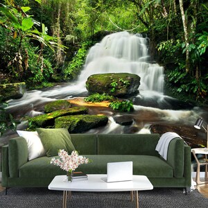 3D Wald Cool Stream L2064 Abnehmbare Tapete selbstklebende Tapete Extra große Peel & Stick Wallpaper Tapete Wandbild AJ HINTERGRUNDBILDER