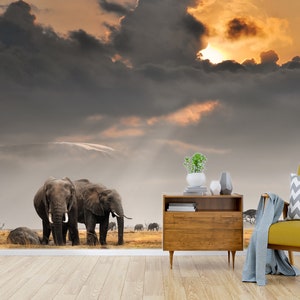 3D Prairie Elephant R4204 Papier peint amovible Papier peint autocollant Extra Large Peel & Stick Wallpaper Wallpaper Mural AJ WALLPAPERS