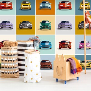3D Différentes voitures R4329 Papier peint amovible Papier peint autocollant Extra Large Peel & Stick Wallpaper Wallpaper Mural AJ WALLPAPERS
