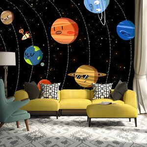 3D Niedliches Sonnensystem R11256 abnehmbare Tapete selbstklebend Tapete extra groß Peel & Stick Tapete Tapete Wandbild AJ WALLPAPERS