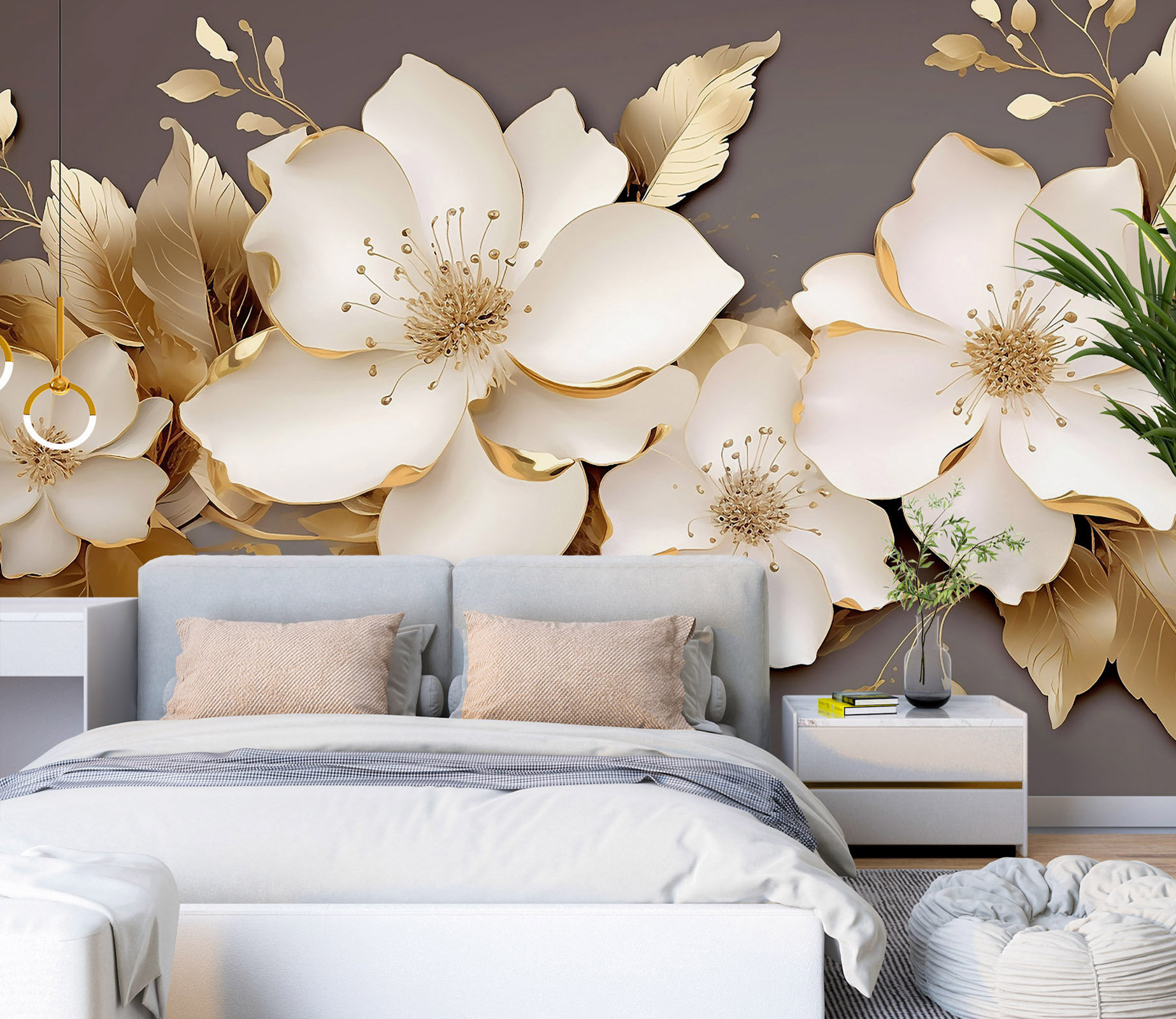3D Precious Flowers L1780 Removable Wallpaper Self Adhesive