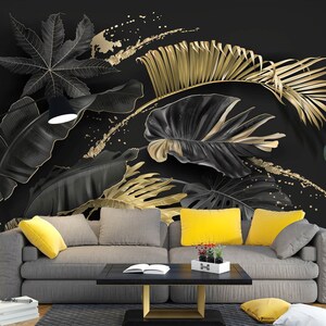 Feuilles d'or 3D L3044 Papier peint amovible auto-adhésif Papier peint très grand papier peint autocollant AJ WALLPAPERS