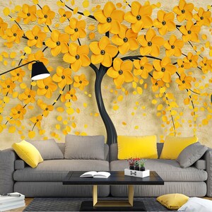 3D Flores Naranjas L2859 Papel pintado removible Papel pintado autoadhesivo Papel pintado extra grande Peel & Stick Papel pintado Mural AJ WALLPAPERS