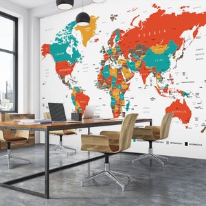 3d rico colorido mapa do mundo l966 papel de parede removível auto adesivo extra grande casca & vara papel de parede mural aj papéis de parede