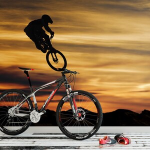 3D Schemering Fietsen R1041 Verwijderbaar Behang Zelfklevend Behang Extra Grote Peel &Stick Wallpaper Wallpaper Mural AJ WALLPAPERS