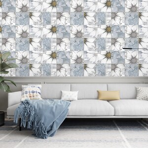3D Handgeschilderde Witte Bloemen R6424 Verwijderbaar Behang Zelfklevend Behang Peel &Stick Wallpaper Wallpaper Mural AJ WALLPAPERS