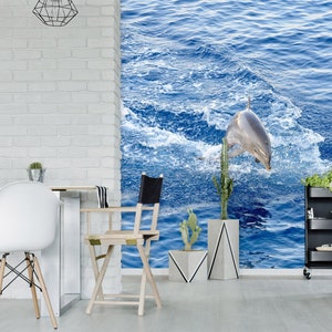 3D Animal Grey Delfin R1143 abnehmbare Tapete selbstklebende Tapete extra groß Peel & Stick Tapete Tapete Wandbild AJ WALLPAPERS