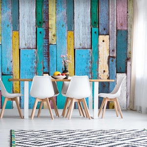 3D Colored Planks L835 Removable Wallpaper Self Adhesive Wallpaper Extra Large Peel & Stick Wallpaper Wallpaper Mural AJ WALLPAPERS