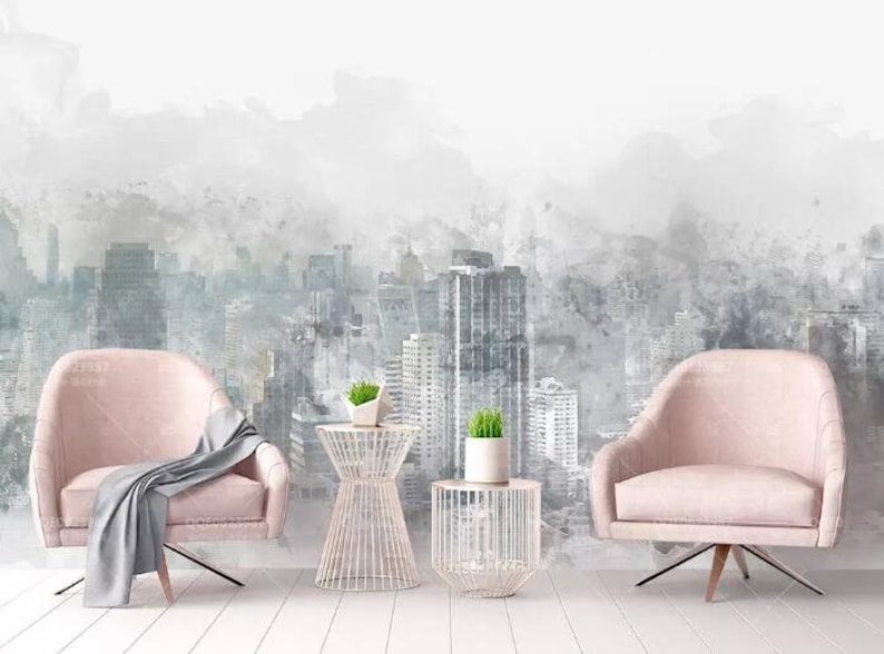 3D Cloudy City Buildings F86 Removable Wallpaper Self Adhesive Wallpaper Extra Large Peel /& Stick Wallpaper Wallpaper Mural AJ WALLPAPERS