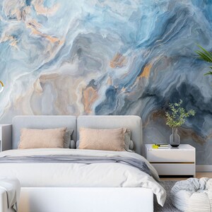 3D Hazy Blue Marble L1353 Papel pintado removible Papel pintado autoadhesivo Papel pintado extra grande Peel & Stick Papel pintado Mural AJ WALLPAPERS