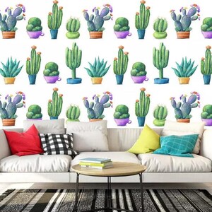 3D Cactus Plant A2690 Fonds d'écran amovible Auto-adhésif Fonds d'écran Extra Large Peel - Stick Wallpaper Wallpaper Mural AJ WALLPAPER AJ WALLPAPER