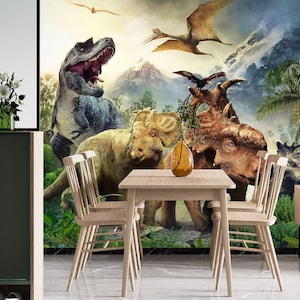 3d animal dinossauro mundo l1109 papel de parede removível auto adesivo extra grande casca & vara papel de parede mural aj papéis de parede