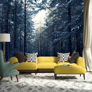 3D Winter SchneeWald R11205 abnehmbare Tapete selbstklebend Tapete extra groß Peel & Stick Tapete Tapete Wandbild AJ WALLPAPERS