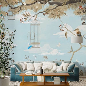 3D Tier Blauer Vogel L1502 Abnehmbare Tapete selbstklebende Tapete Extra große Peel & Stick Wallpaper Tapete Wandbild AJ HINTERGRUNDBILDER