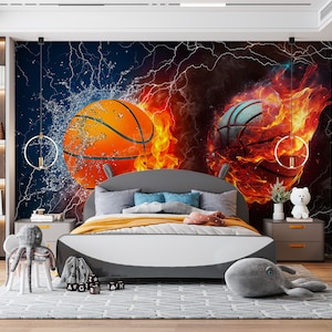 3D Basquete Energia L1130 Papel de Parede Removível Papel de Parede Autoadesivo Extra Grande Peel & Stick Papel de Parede Mural AJ PAPÉIS DE PAREDE