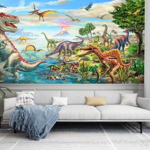 3D Dinosaurier Happy Land A582 abnehmbare Tapete selbst klebende Tapete große Peel & Stick Wallpaper Wallpaper Wandbild Adrian Chesterman