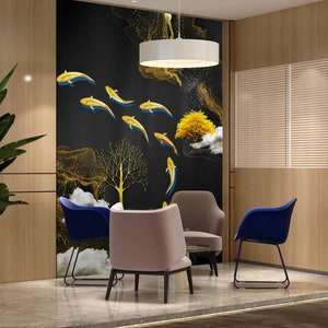 3D Golden Tree L1673 Papel pintado removible Papel pintado autoadhesivo Papel pintado extra grande Peel & Stick Papel pintado Mural AJ WALLPAPERS