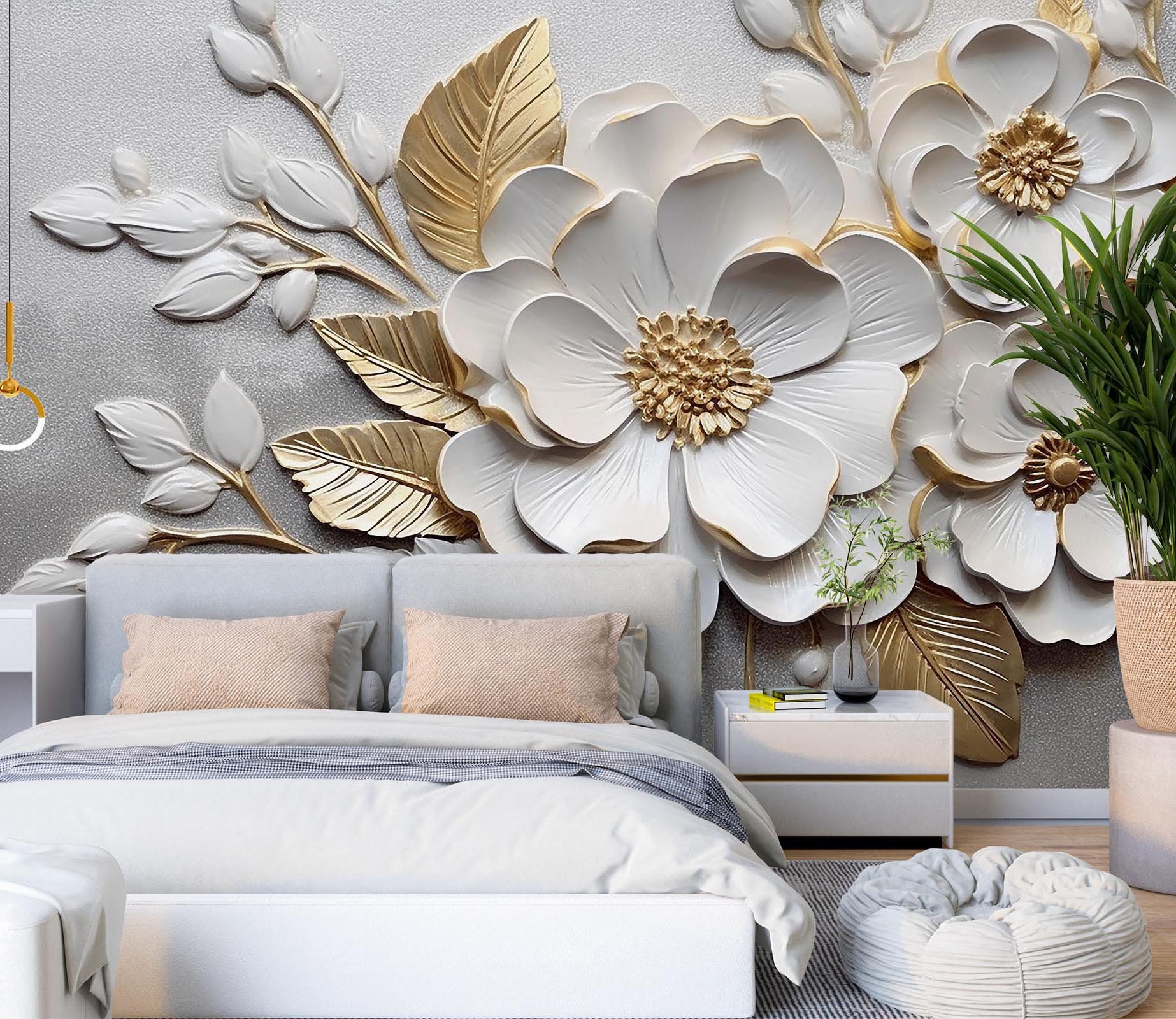 3D Carved Flowers L2619 Removable Wallpaper Self Adhesive