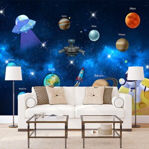 3D astronaut universe A1758 verwisselbare wallpaper zelf klevende wallpaper extra grote Peel & stick Wallpaper Wallpaper muurschildering AJ WALLPAPERS