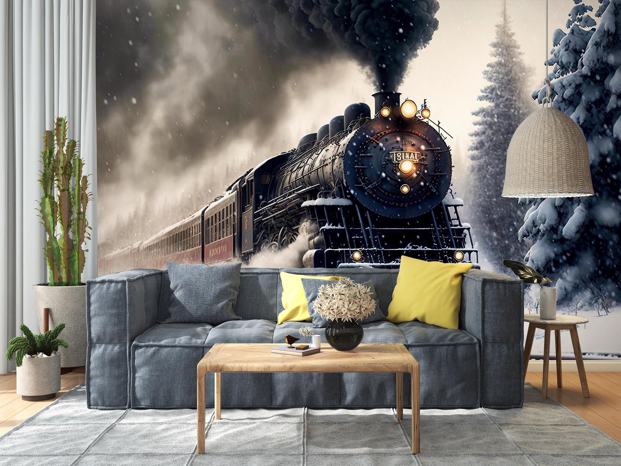 3D Train Transport L2038 Removable Wallpaper Self Adhesive Wallpaper Extra Large Peel & Stick Wallpaper Wallpaper Mural AJ WALLPAPERS