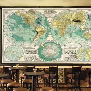 3D Żółta Mapa Świata R4376 Tapeta usuwalna Tapeta samoprzylepna Bardzo duża Tapeta samoprzylepna Tapeta AJ WALLPAPERS