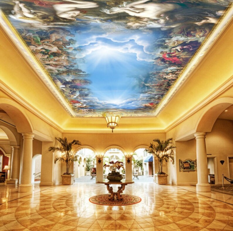 3D Blue Painting CC217 Ceiling Wallpaper Removable Self Adhesive Wallpaper Large Peel /& Stick Wallpaper Wallpaper Mural AJ WALLPAPERS