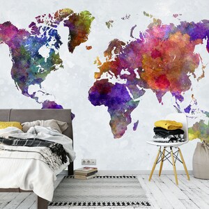 3d rico mapa colorido l915 papel de parede removível auto adesivo extra grande casca & vara papel de parede mural aj papéis de parede