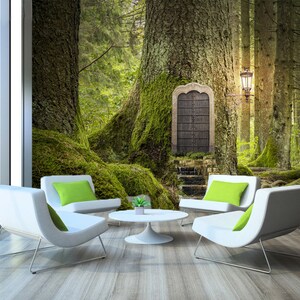 3D Wald BaumHaus R11235 abnehmbare Tapete selbstklebend Tapete extra groß Peel & Stick Tapete Tapete Wandbild AJ WALLPAPERS