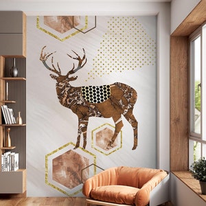 3D Hirsch Marmor L2398 Abnehmbare Tapete selbstklebende Tapete Extra große Peel & Stick Wallpaper Tapete Wandbild AJ HINTERGRUNDBILDER